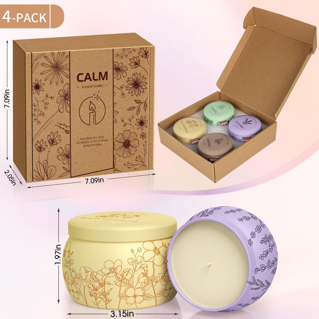 Scented Candles Gift Set for Women, 17.6oz, 4 Pack Soy Wax Scented