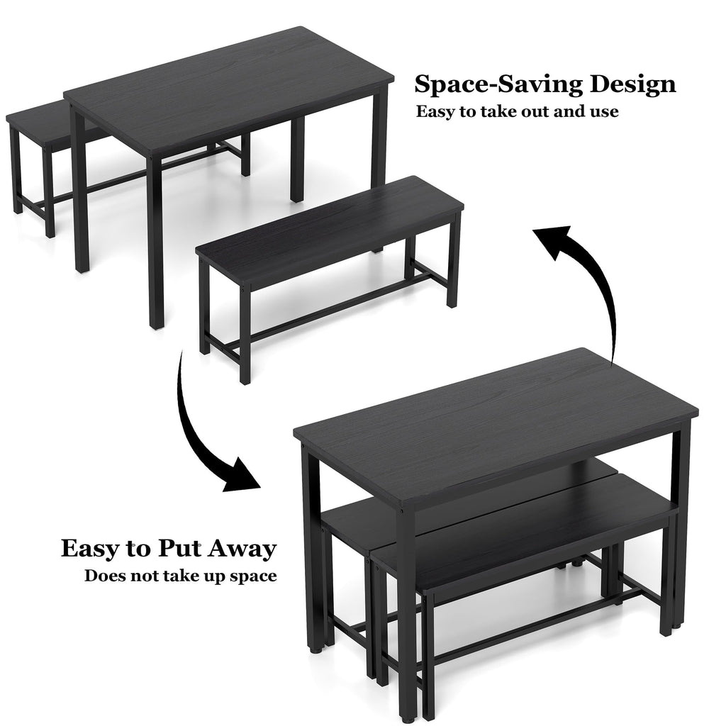 Sturdy Durable Dining Table Set for 4 with Bench, Easy to Assemble Kitchen Table with Bench, Space-Saving Ideal