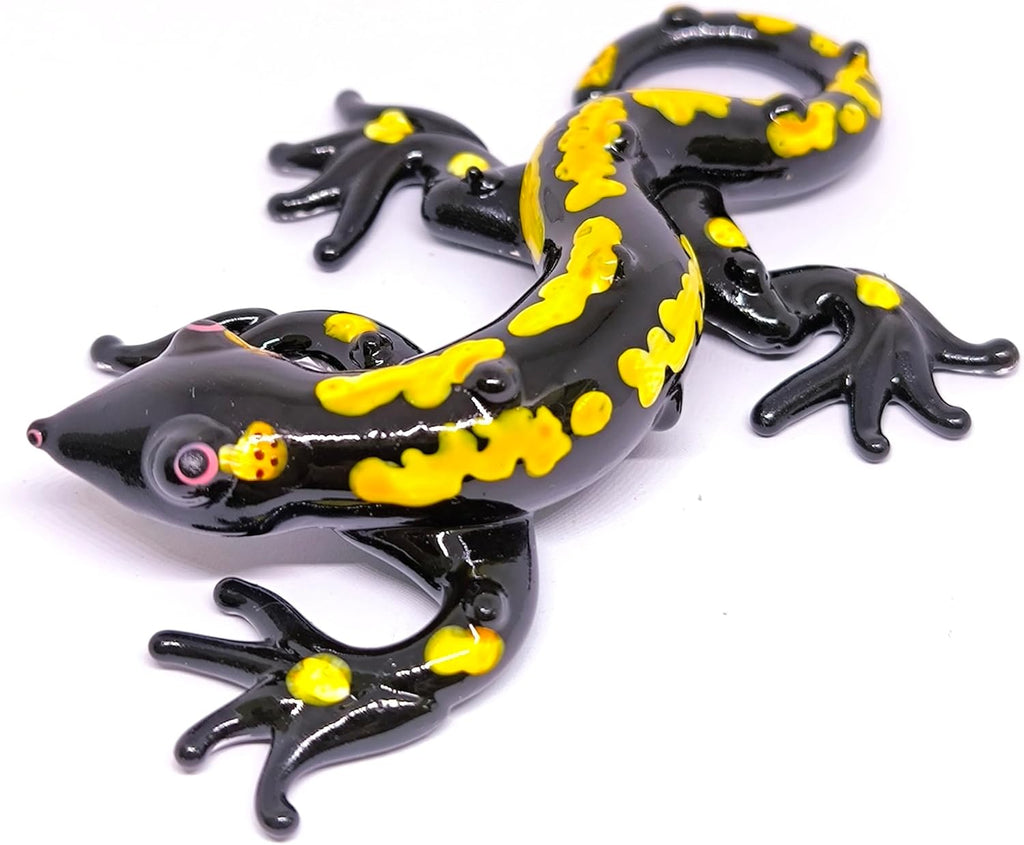 Blown Glass Salamander Figurine Lampwork Animal Collectible and Garden Decor Ornament
