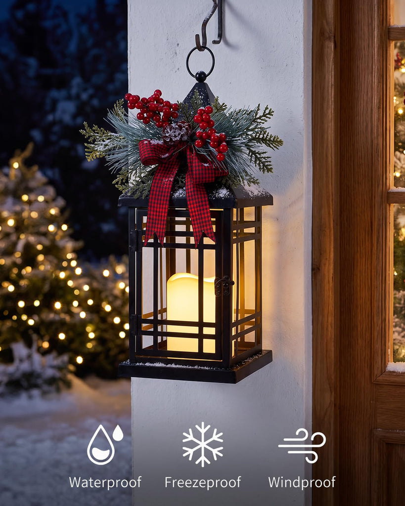 Christmas Candle Lantern Decorations Indoor Outdoor for Porch Decor 15.6"