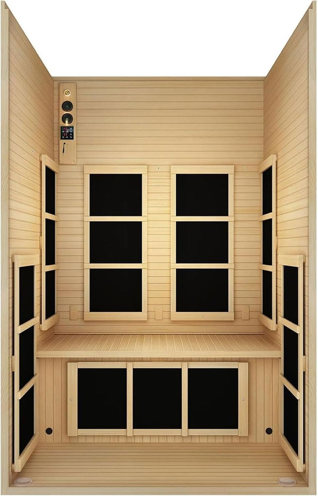 JNH Lifestyles Joyous 2-Person Low EMF FAR Infrared Sauna with Chromotherapy Light for Home Indoor Spa Use