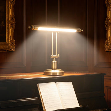 LED Piano Lamp, Antique Brass Touch Control Light for Grand Piano, 3 Color Modes Dimmable LED Desk Lamp, Adjustable