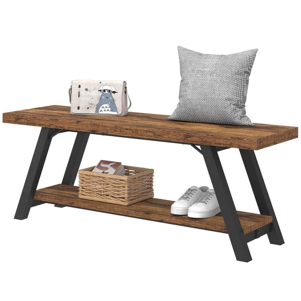 Rustic Entryway Bench with Storage, Hallway Bench, 47 in