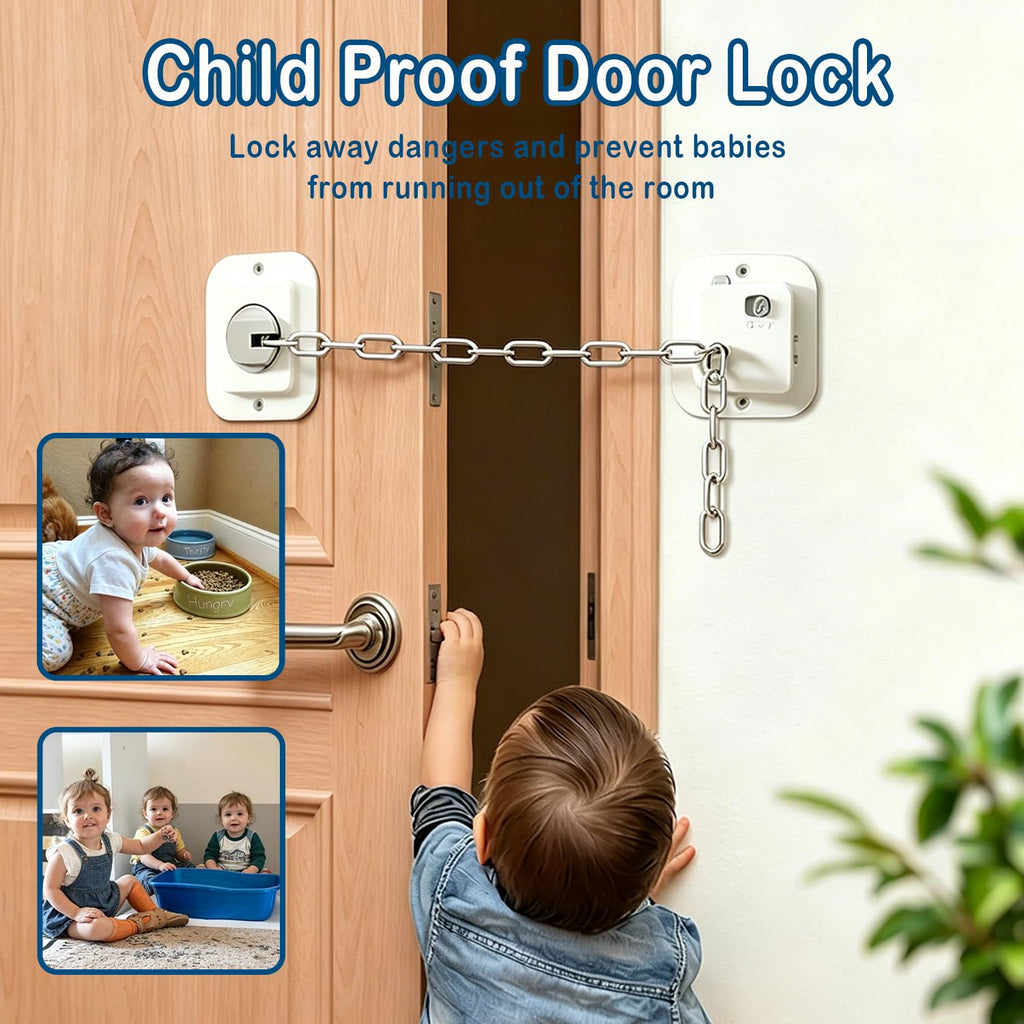 Child Proof Door Locks for Kids Safety, Adjustable Latch, 1 Pack White