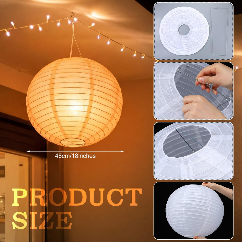 Inspired Noguchi Style 5 Pcs 18 Inch Large White Paper Lanterns Gaint Round Paper Lamp