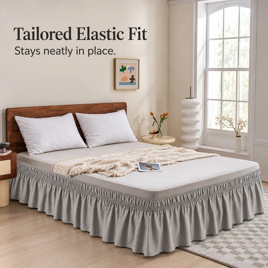 Wrap Around Bed Skirt - Bed Skirt with 18 Inch Drop, Grey