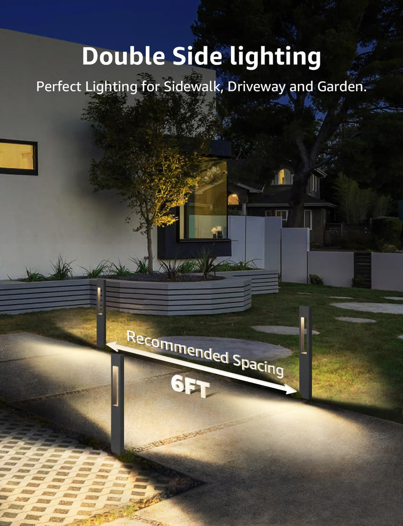 3W LED Low Voltage Landscape Pathway Lights 3000K Black, 8 Pack