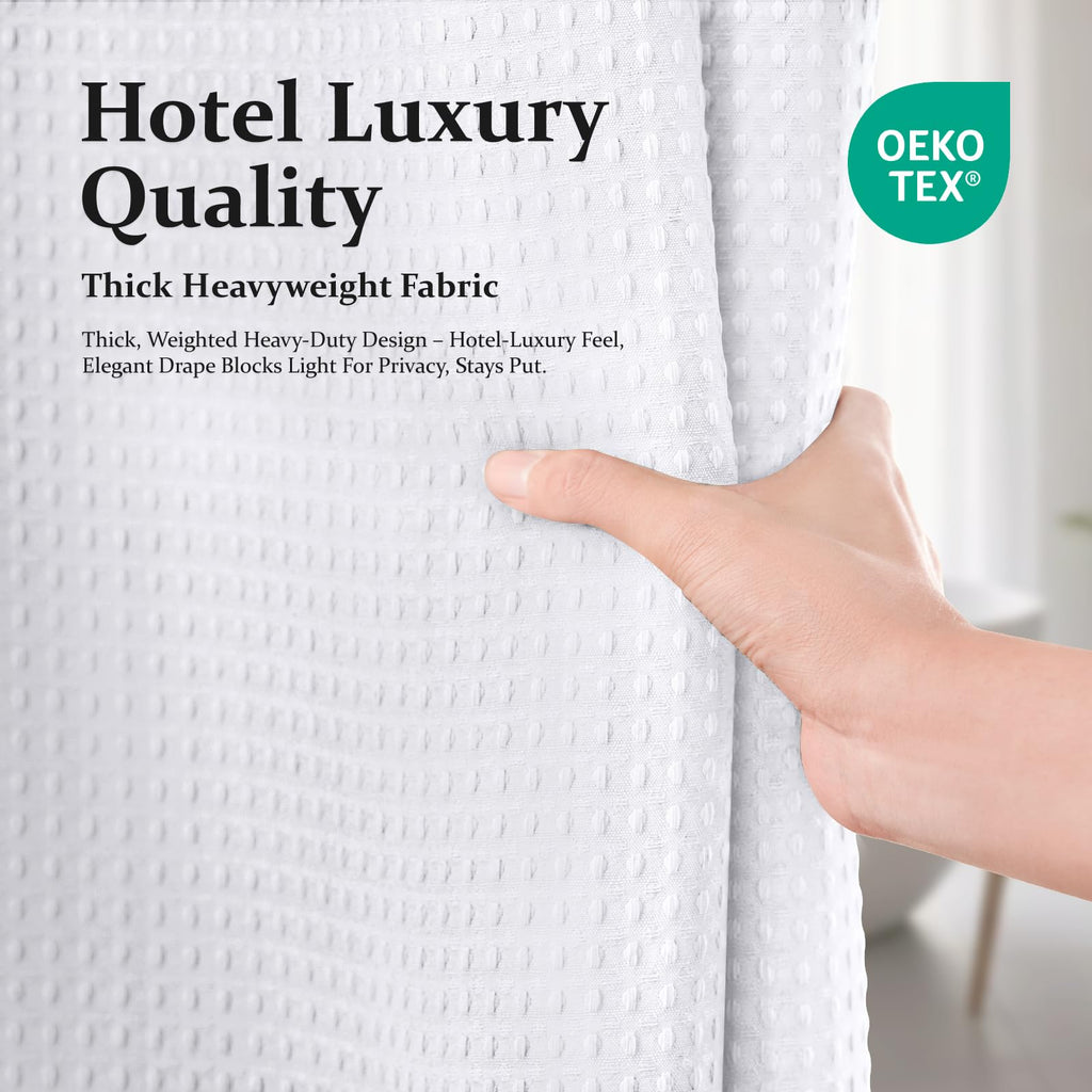 Extra Wide Waffle Shower Curtain 256 GSM Fabric 108x72 White