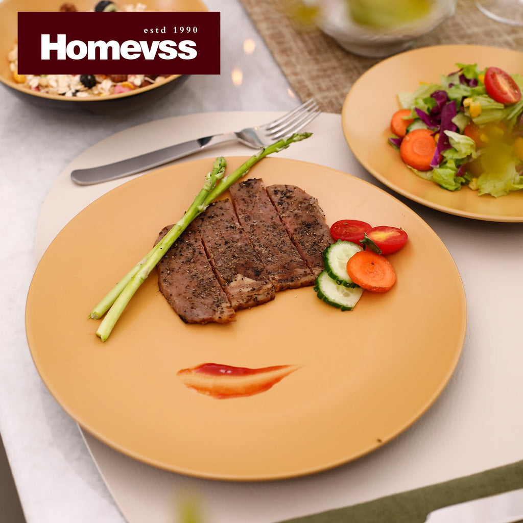Stoneware Two-Tone Colors Life 16pc Dinner Set, Outside Shiny Black + Inside Matte Glaze Curry