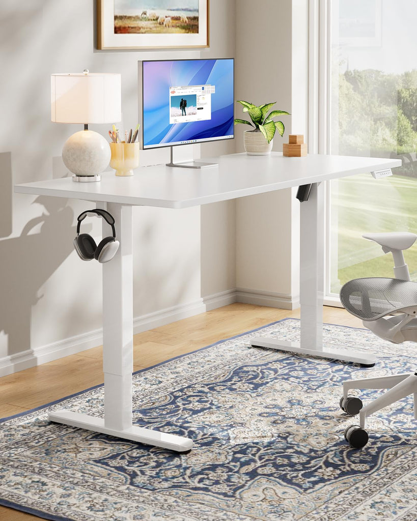 Electric Standing Desk, Whole Piece Desktop, Adjustable Height Computer Desk, 4 Height Memory Settings, Sit Stand Up
