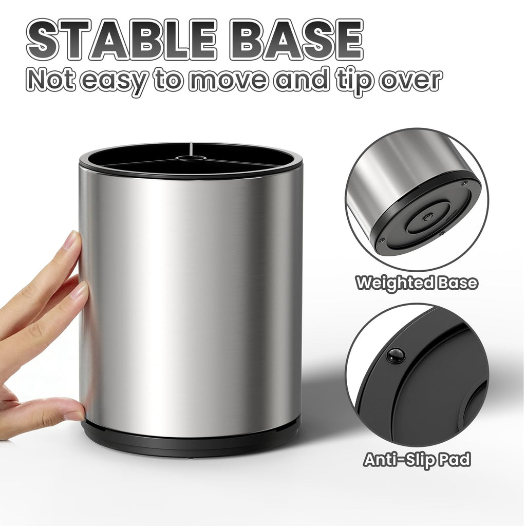 Kitchen Utensil Holder Stainless Steel Rotating Utensil Crock