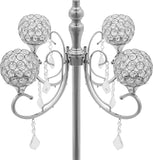 5 Arm Crystal Candelabra Centerpieces, 2 Pack 33.8 Inch Tall Candle Holder, Freestanding Table Candelabra Stand with