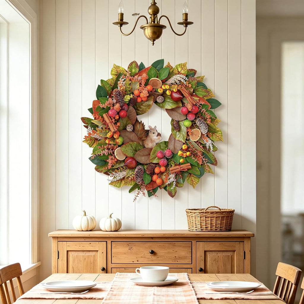 Fall Wreaths for Front Door 24 Inch Harvest Thanksgiving Autumn Wreath
