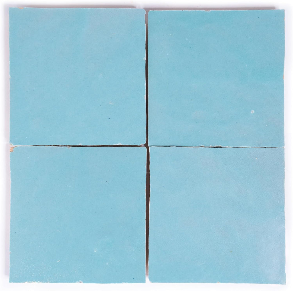 Zellige Mosaic Tile, 4x4in. Floor & Wall in Powder Blue | Clay
