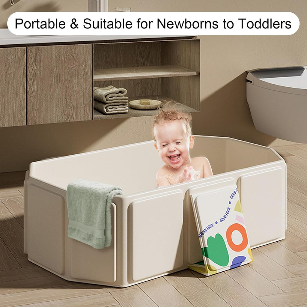 Collapsible Baby Bathtub, Portable & Foldable Bathtub for Newborns to Toddlers, Easy to Store, Lightweight & Travel