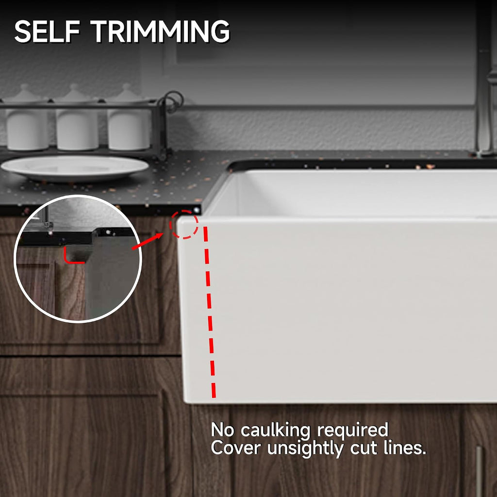 33 x 20 Inch Self-trimming Farmhouse Kitchen Sink White Apron Front | Fireclay large single bowl apron front farm