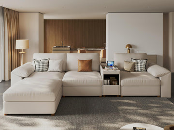 Modular Sectional Sofa, L Shaped Sofas, Beige