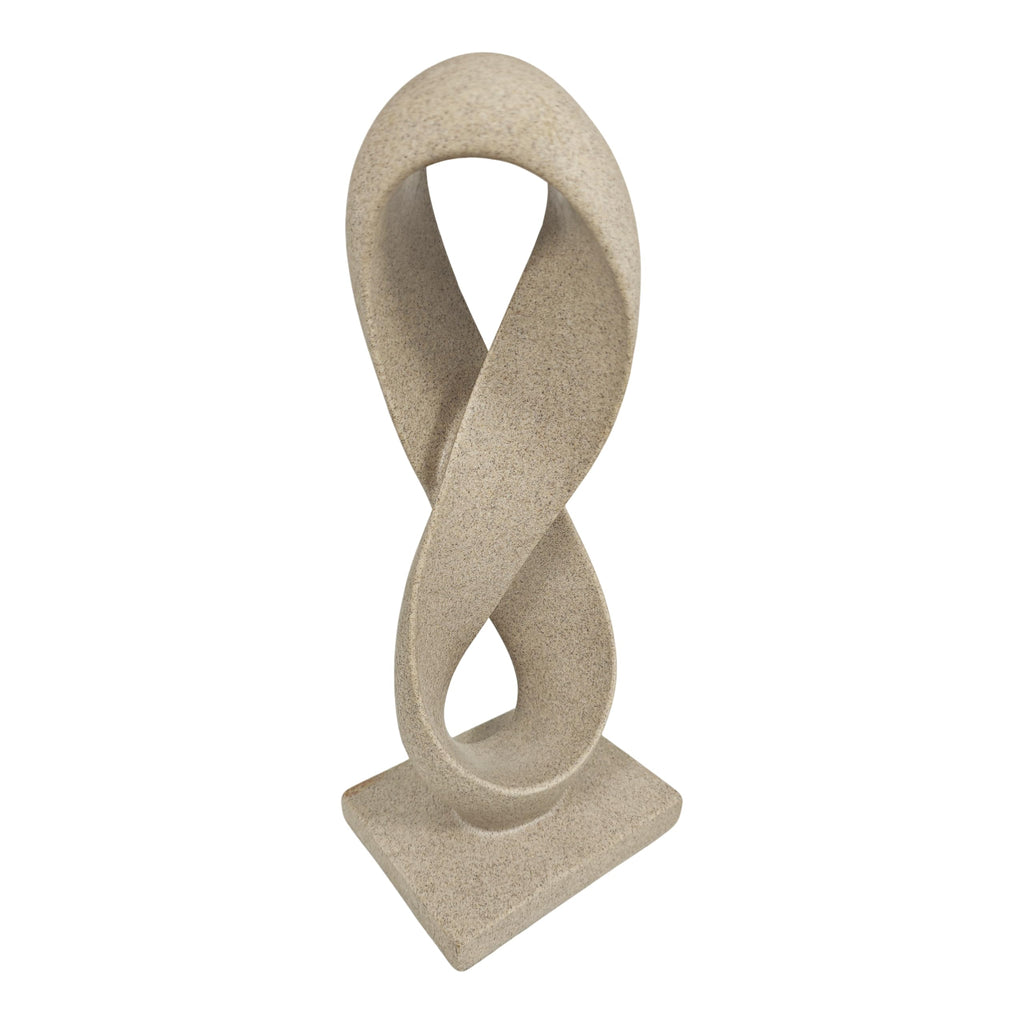 Modern Minimalist Abstract Sculpture, 14.5'' Tall Figure Eight Infinity Statue, Resin Hand Crafted Accent Décor