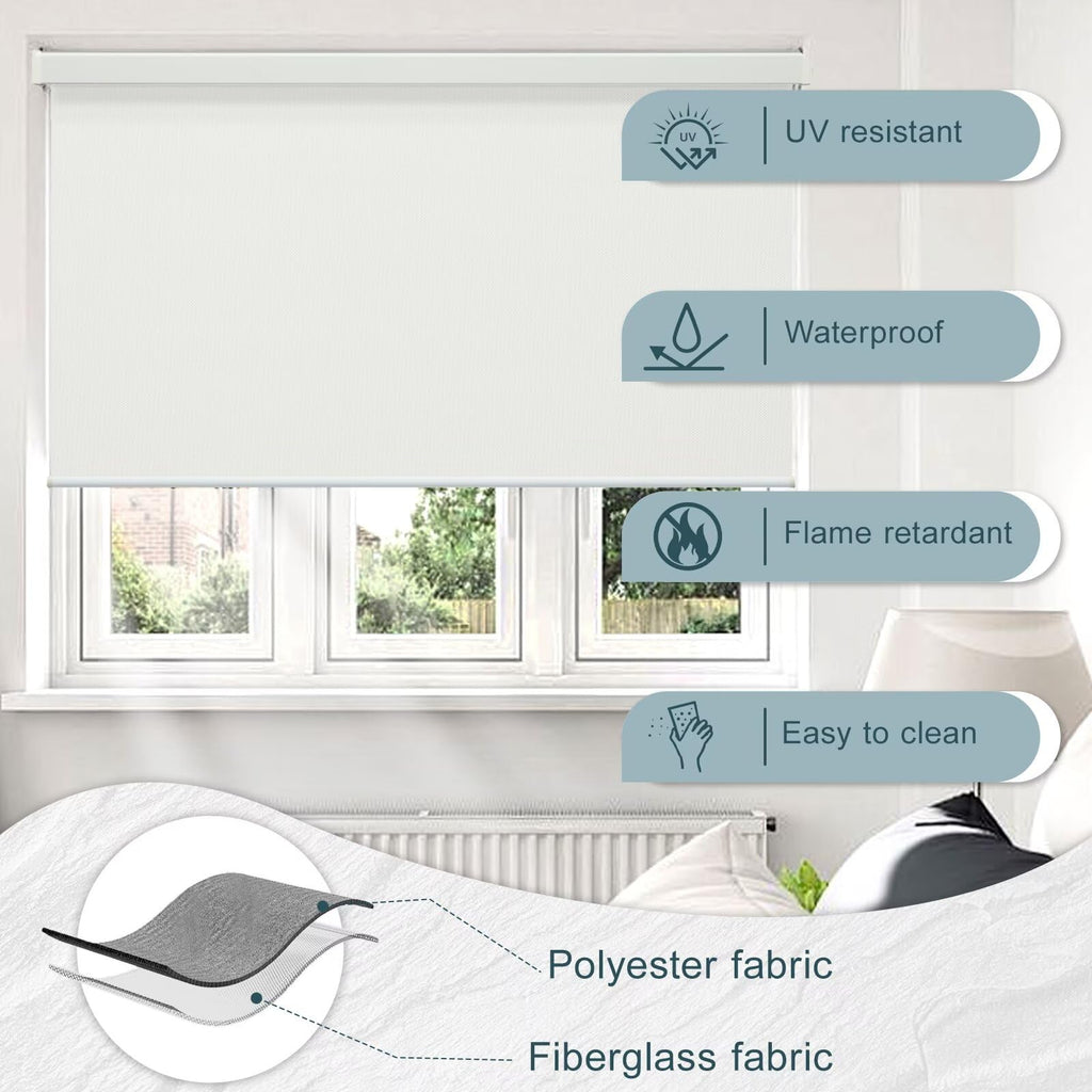 Motorized Roller Blinds with Remote Control for Windows, Blackout Smart Roller Shade, Battery Powered Electric Smart