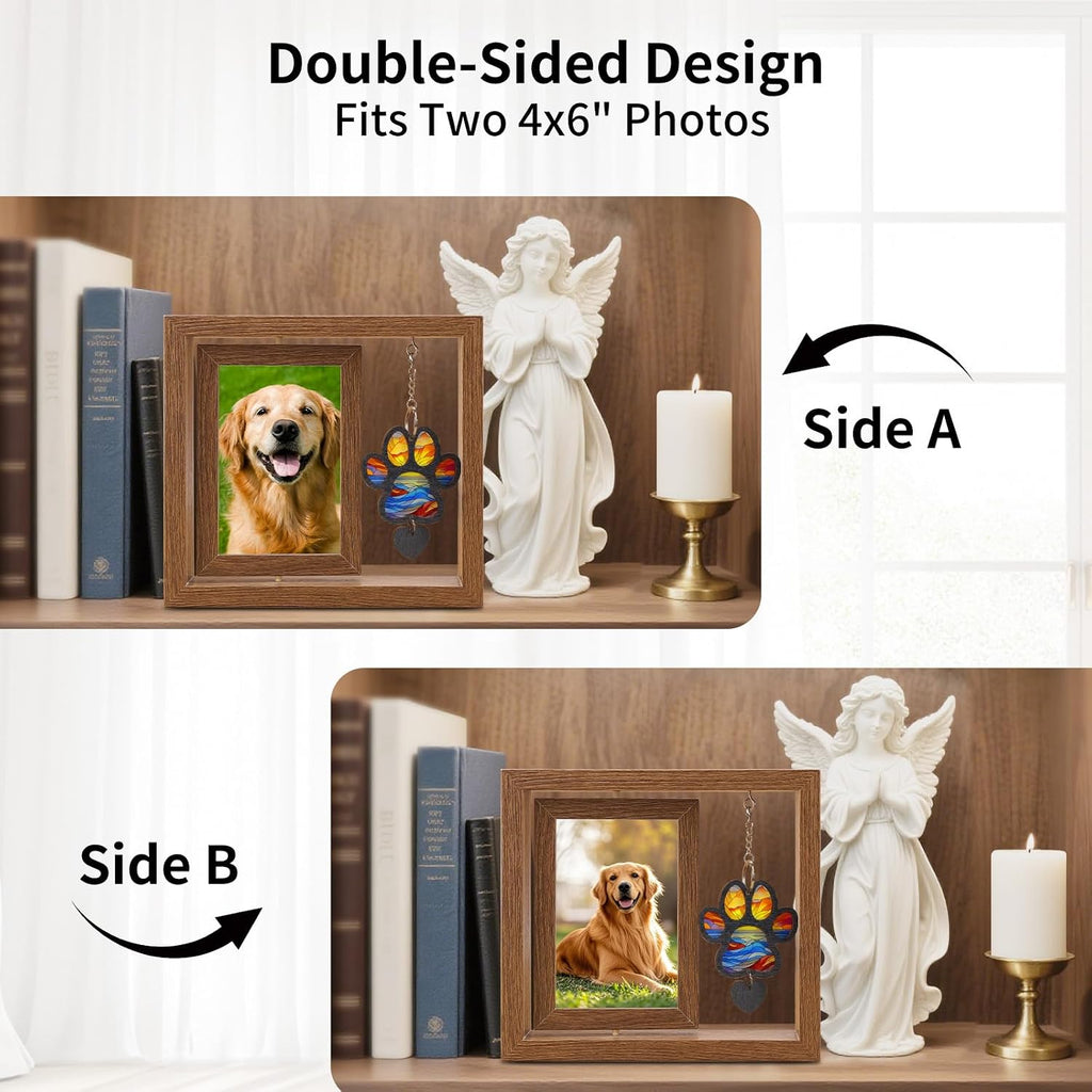 Dog Memorial Picture Frame, 4x6 Wooden Frame, Pet Loss Gift, Paw