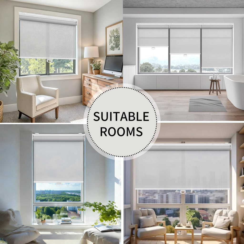 Light Filtering Solar Shades for Indoor Windows, Grey