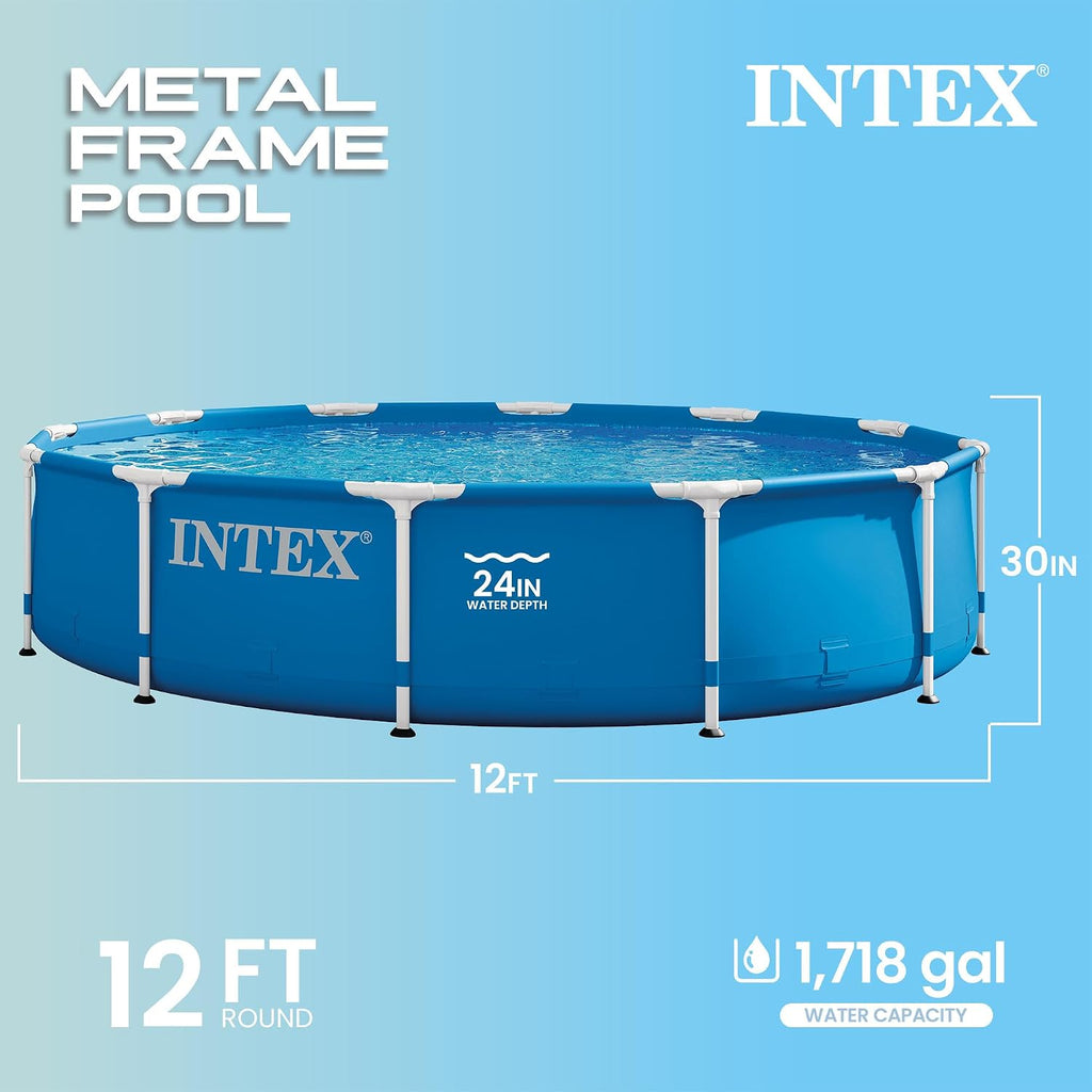 Metal Frame 12 ft x 30 in Above Ground Pool Set, Round Swimming Pool with Steel Frame, 530 GPH Cartridge Filter Pump