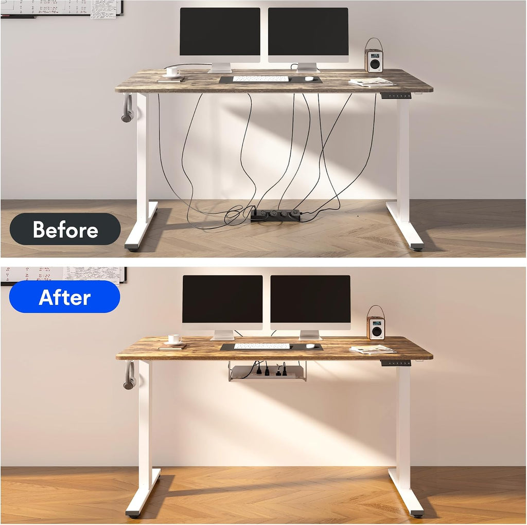 EN2 55"x28" Standing Desk with Power Strip Bundle | One-Piece Desktop, Easy-Access Clamp Power Strip Bundle