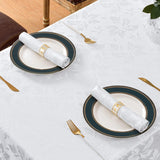 Jacquard Rectangle Tablecloth - Waterproof Damask Floral Pattern Decorative Table Cloths Heavy Weigh