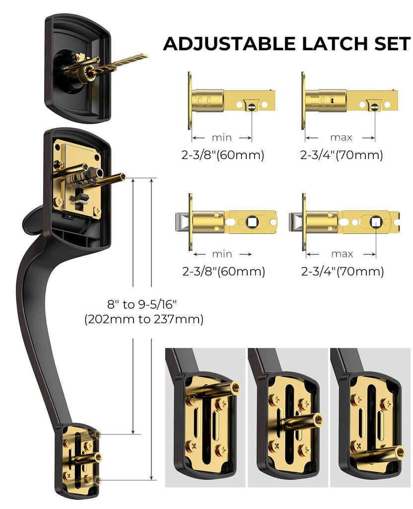 Bronze Front Door Handle and Deadbolt Set, Front Door Lock Set