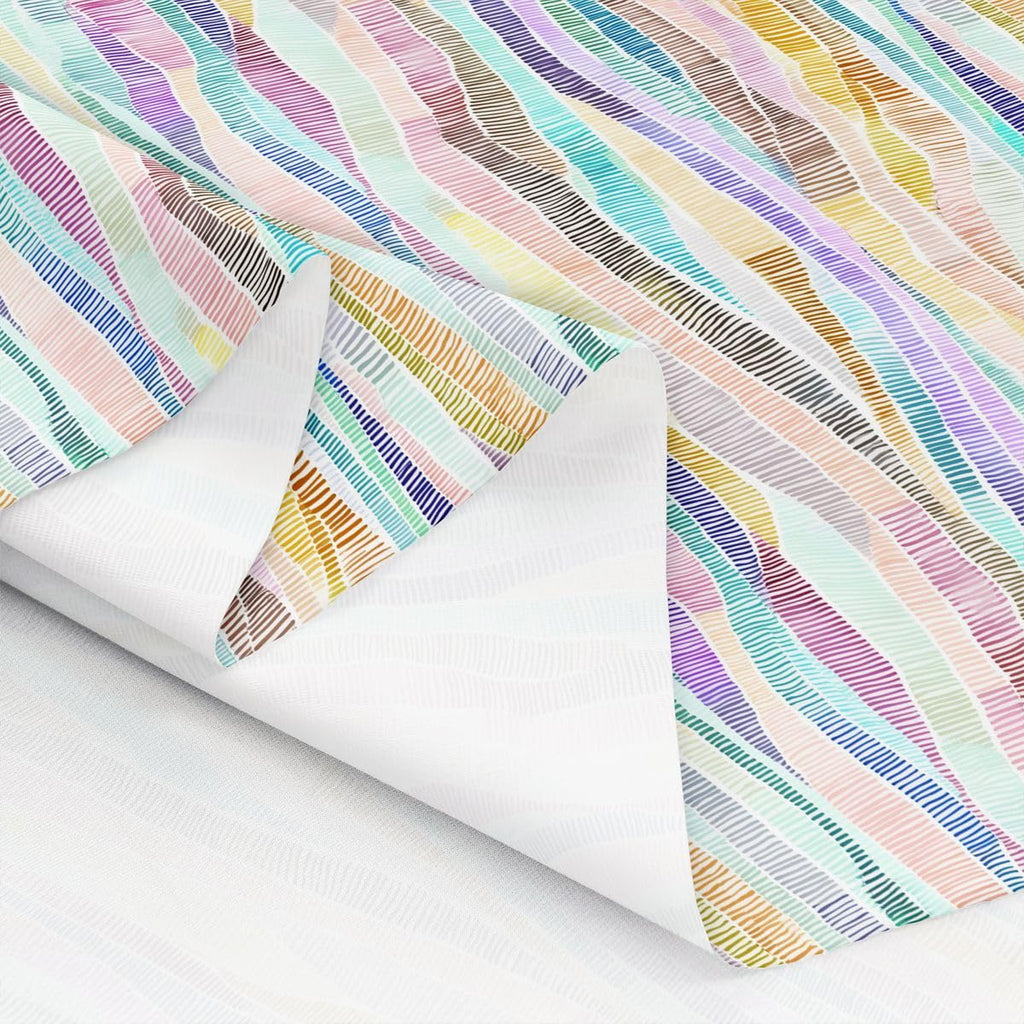 Colorful Wave Polyester Fabric by The Yard Rainbow Geometric Polyester Fabric for Sewing Crafting Abstract Curvy