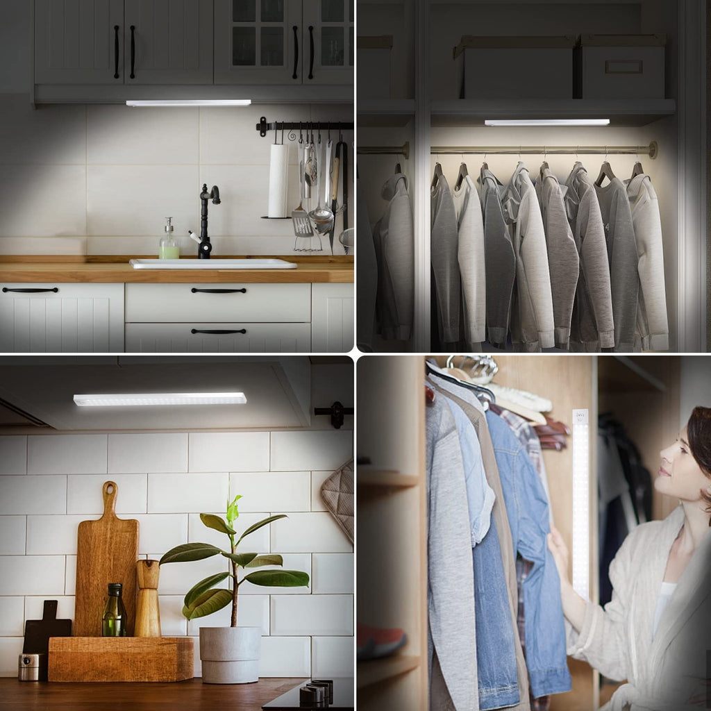 60 LED Closet Lights Battery Powered, Super Bright Under Cabinet Lighting, Motion Sensor Light, Wireless, 2400mah
