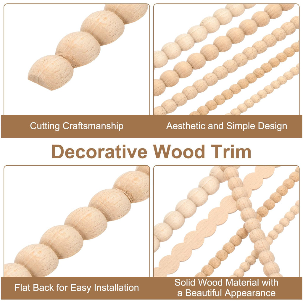 10Pcs 15.75" Decorative Wood Trim, Unfinished 3D Wooden Furniture Molding Trim for DIY Craft, Home Wall Cabinet Shelf