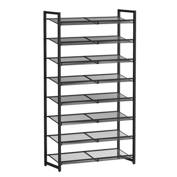 Shoe Rack, 8-Tier Metal Shoe Organizer, Tall Shoe Rack for Closet, entryway, Garage, with Adjustable Flat or Angled