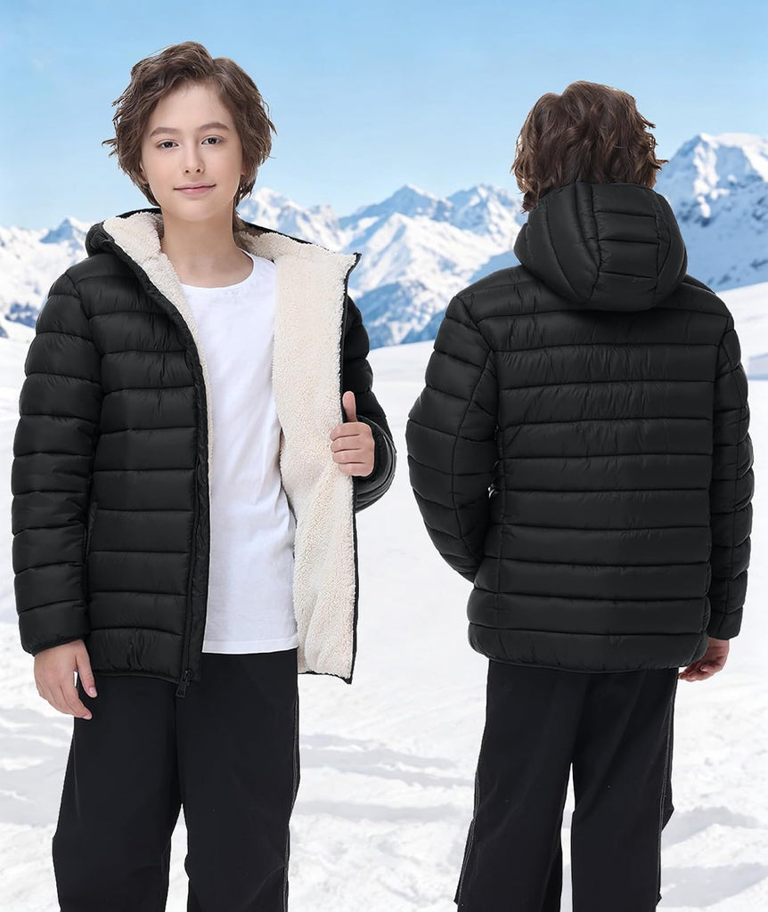 Boys Girls Winter Coat Sherpa Fleece Lined Puffer Jacket
