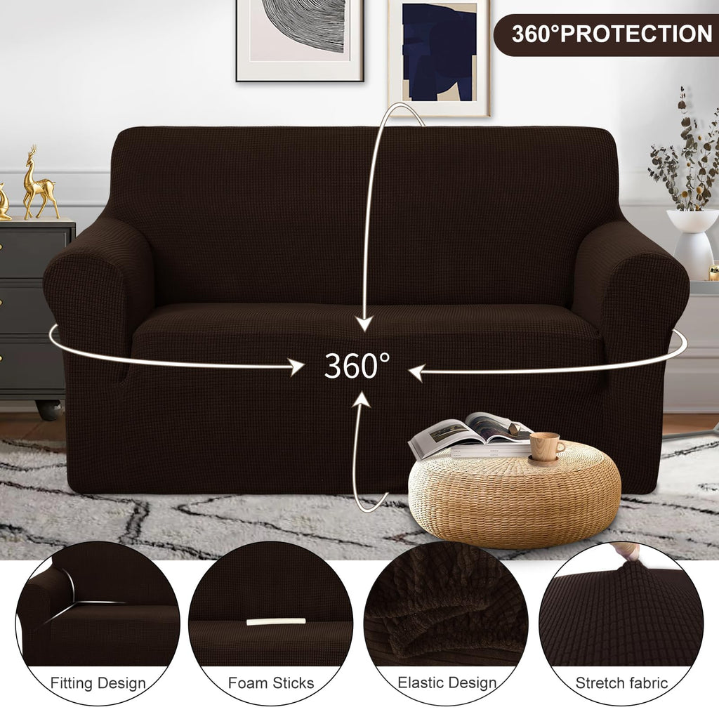 Loveseat Cover Stretch Couch Cover Sofa Slipcover, Chocolate