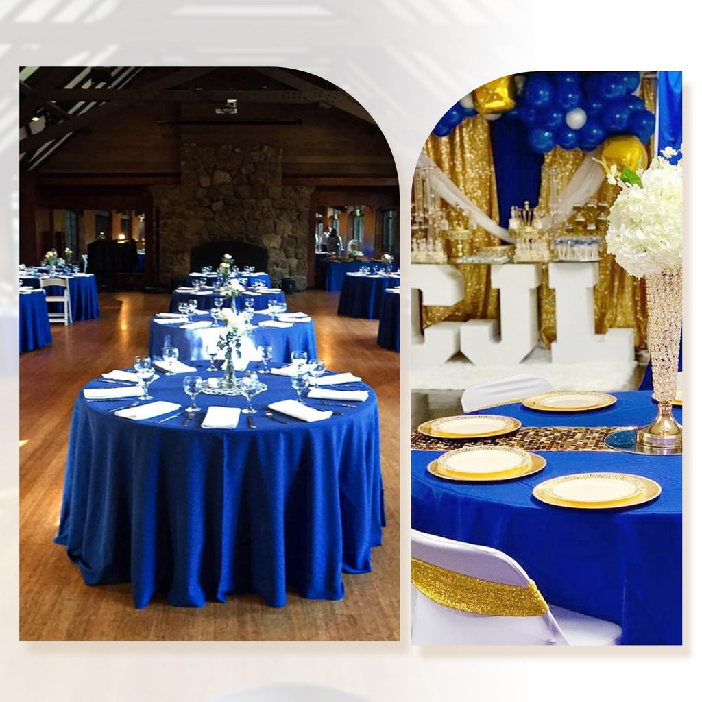 10 Packs 90 Inch Royal Blue Round Polyester Tablecloths
