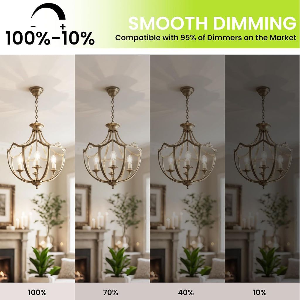 Dimmable E12 LED Candelabra Bulbs 40W Equivalent, 4000K Neutral White, 400 Lumens Chandelier Light Bulb, B11
