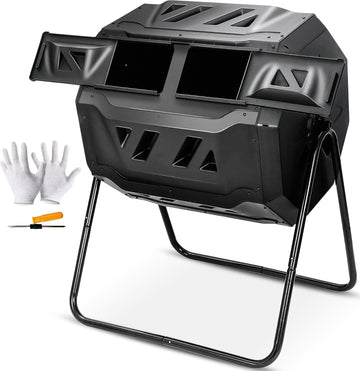 43 Gallon Compost Tumbler Bin Composter Dual Chamber BPA Free Compost Bin Outdoor Rotating Garden Yard Waste Bins