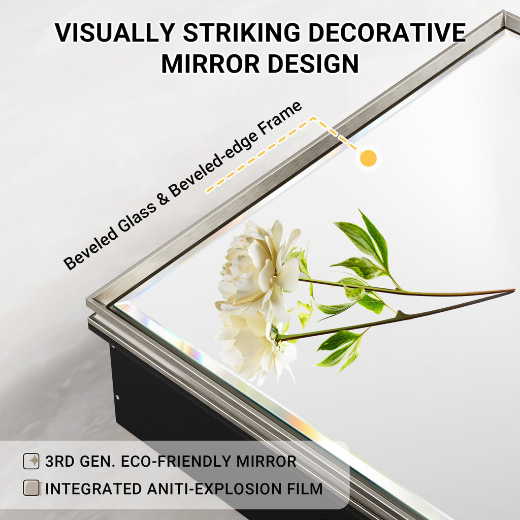 Pre-Assembled Surface or Recessed Medicine Cabinet Mirror-16x24 Brushed Nickel Bathroom Medicine Cabinet with Mirror