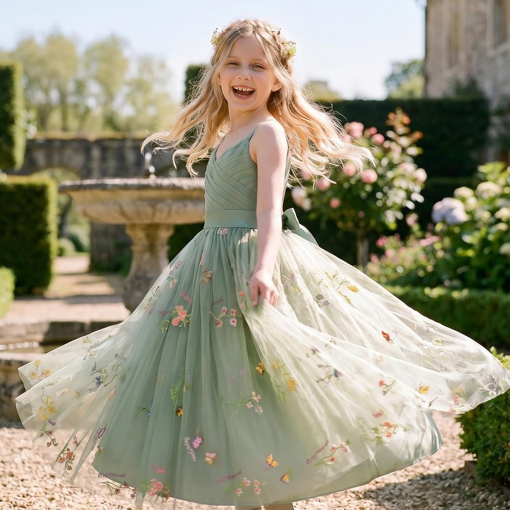Flower Girls Dress Wedding Spaghetti Strap Princess Ball Gown