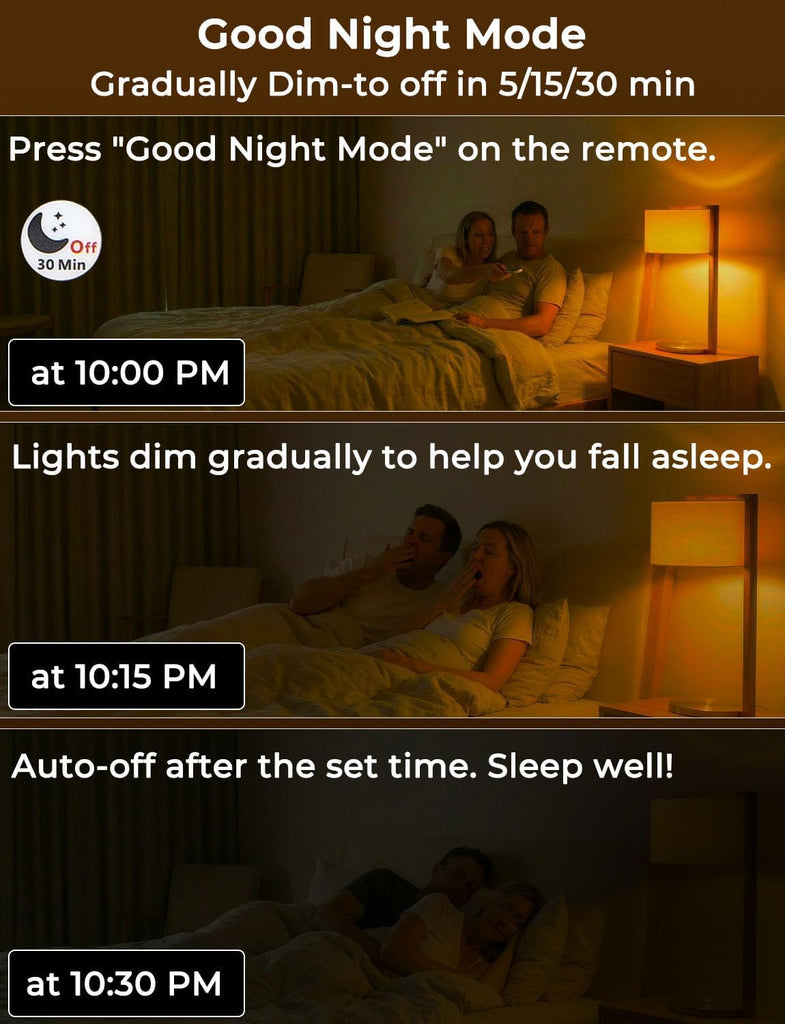 Amber Sleep Light Bulbs 1600K with Remote Control, E26 Blue Light Blocking A19, 9W for Sleep Therapy, Baby Nursery