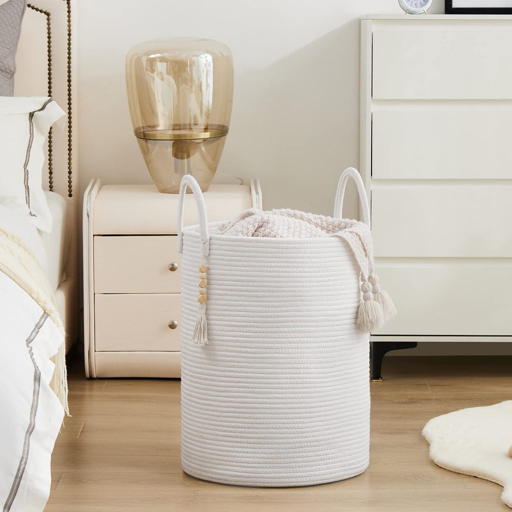 72L Tall Cotton Rope Laundry Hamper Basket