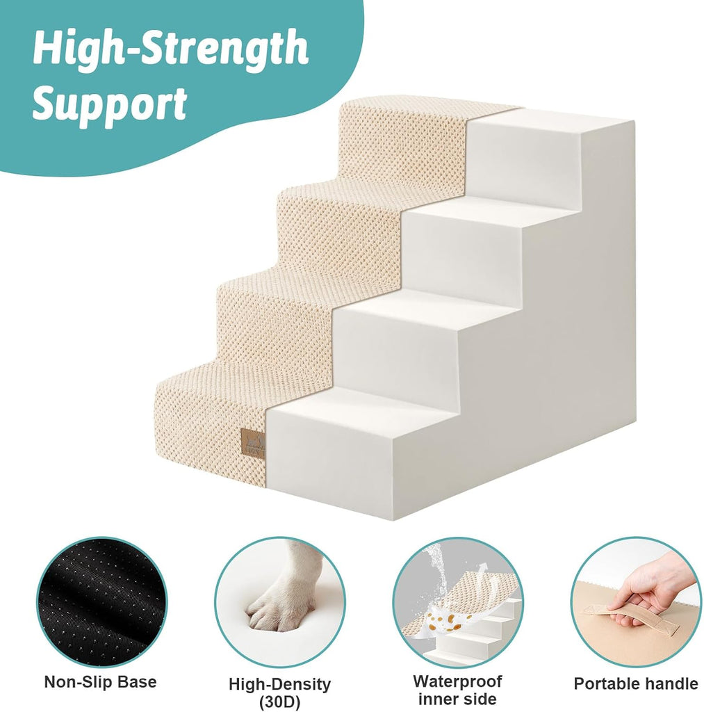 Dog Stairs for Small Dogs, 4 Step Pet Stairs for Beds & Couches