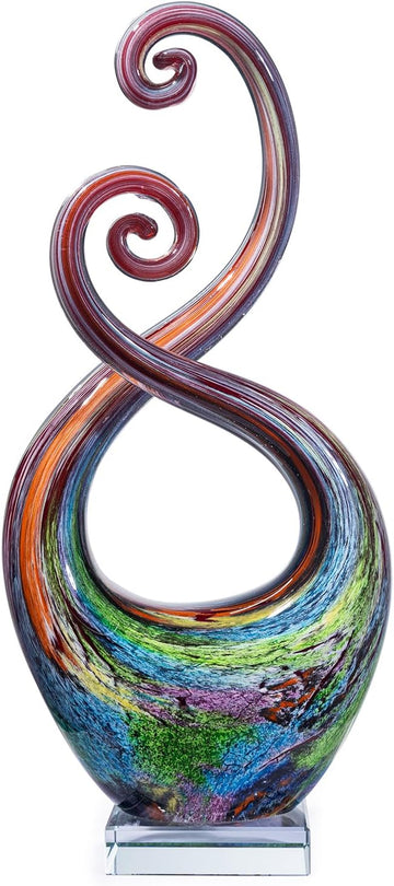 14′′ Murano Style Hand Blown Glass Swirled Abstract Sculpture Decor - Set of 150