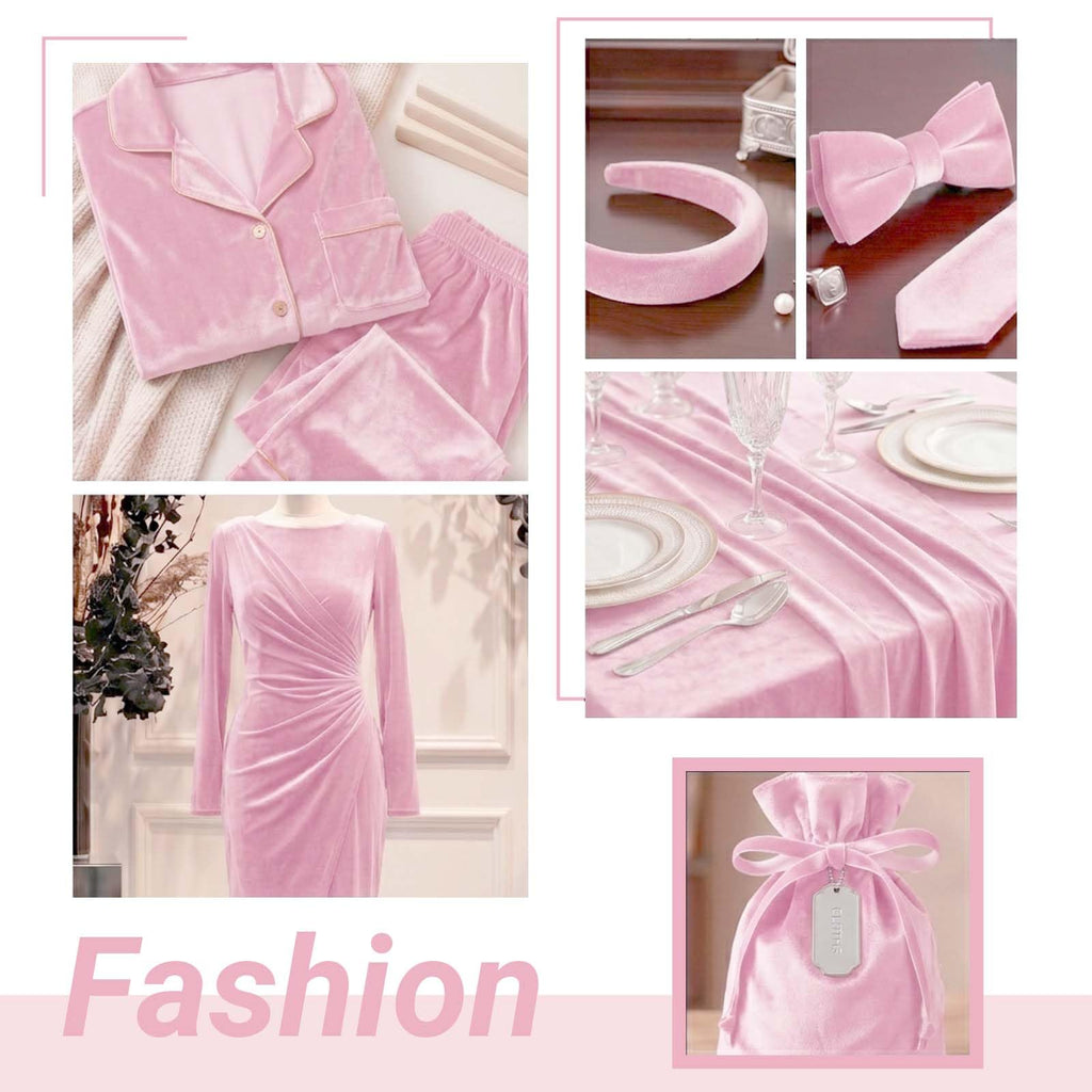 Stretch Velvet Fabric by the Yard Pink 60 Inch Wide 3 Yards