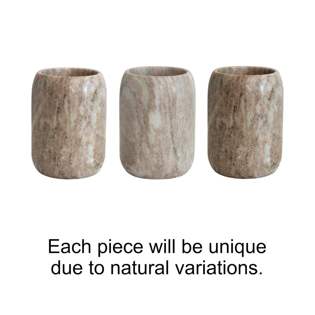 Modern Marble Bottle Holder, White Crock, Natural