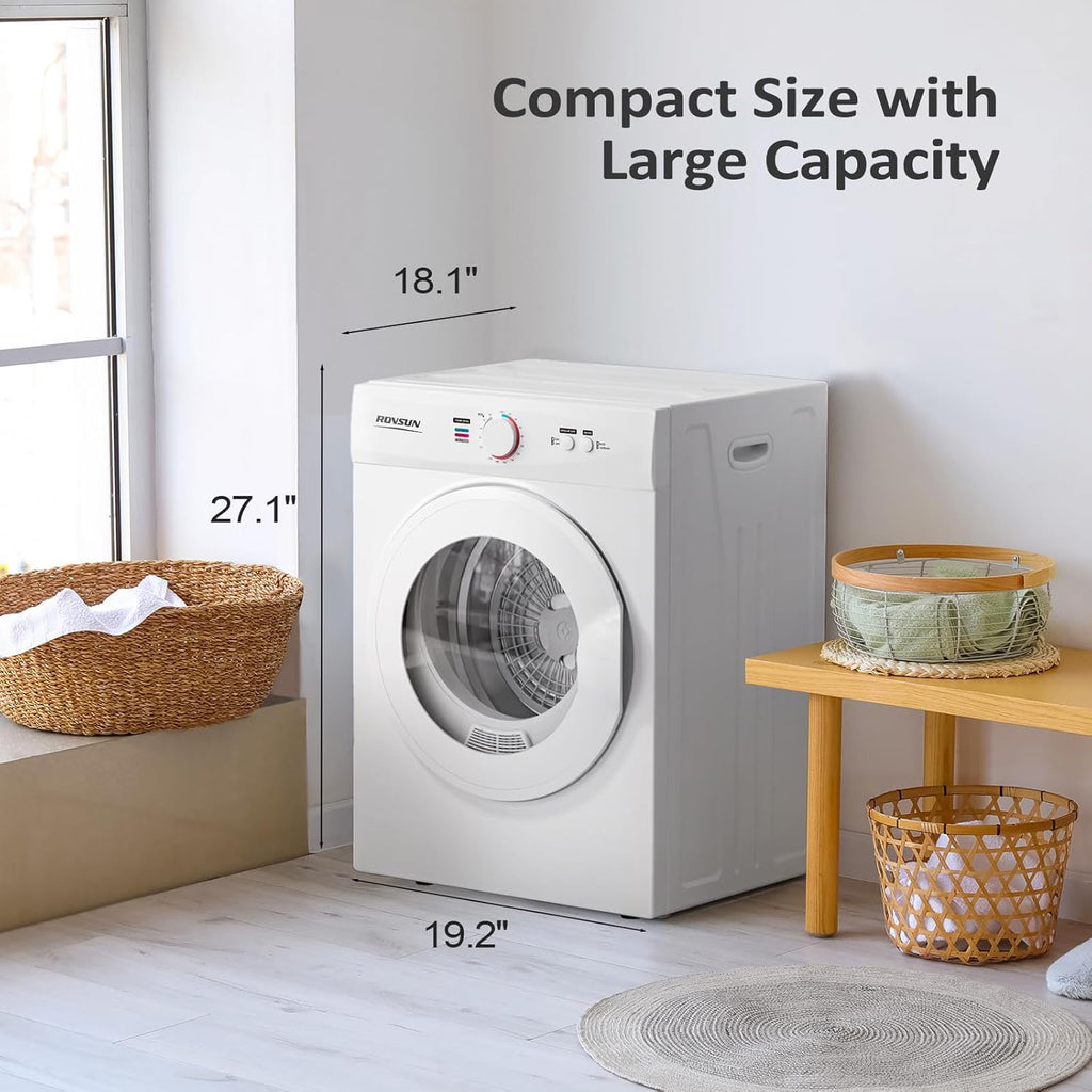 1.8 Cu.Ft Portable Clothes Dryer, Front Load Dryer Machine, Compact Laundry Dryer with Stainless Steel Tub for
