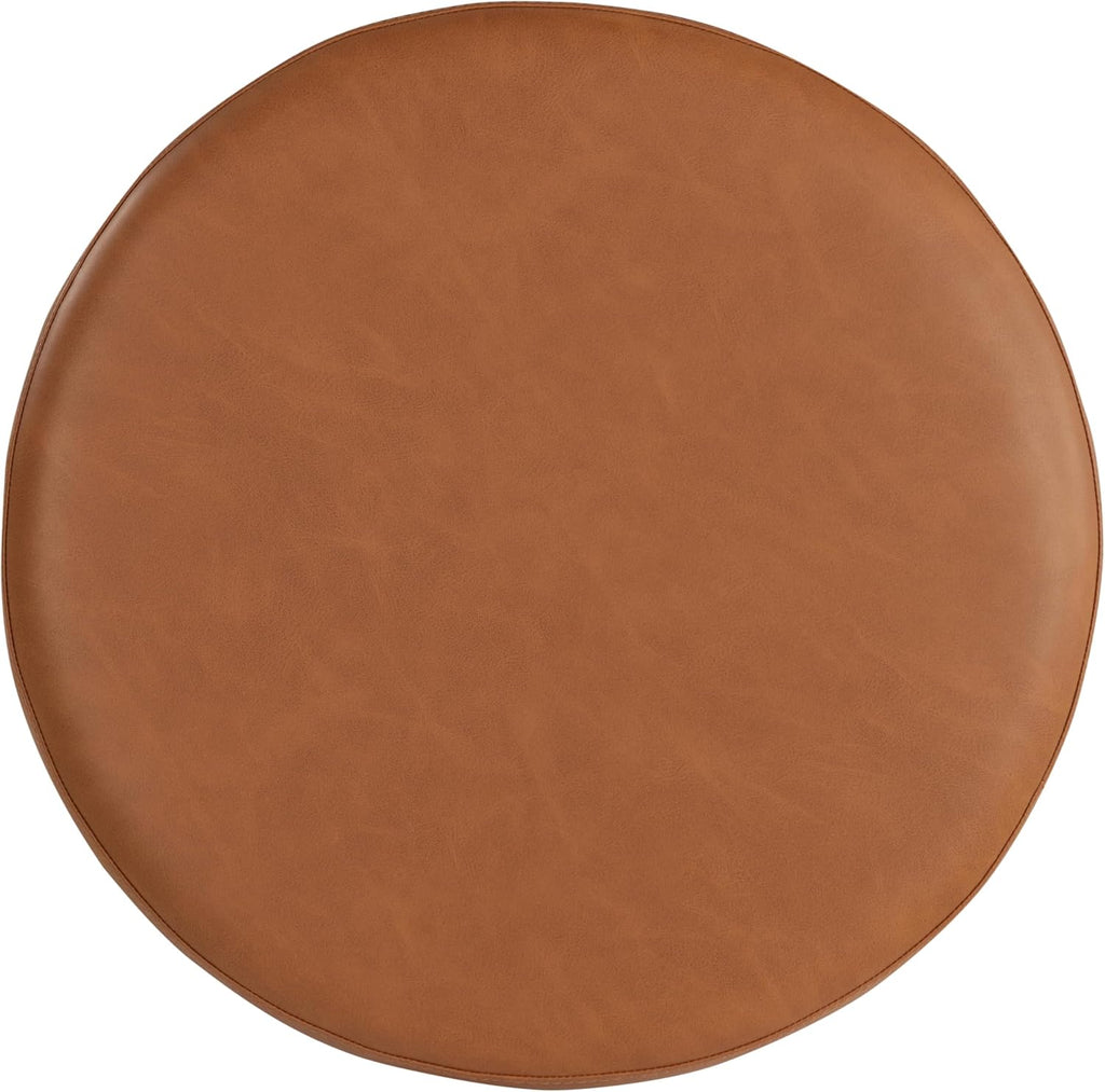 19" Wentworth Ottoman Round Faux Leather Bench, Stationary Ottomans, Backless Chair, Footrest , Footstool Office