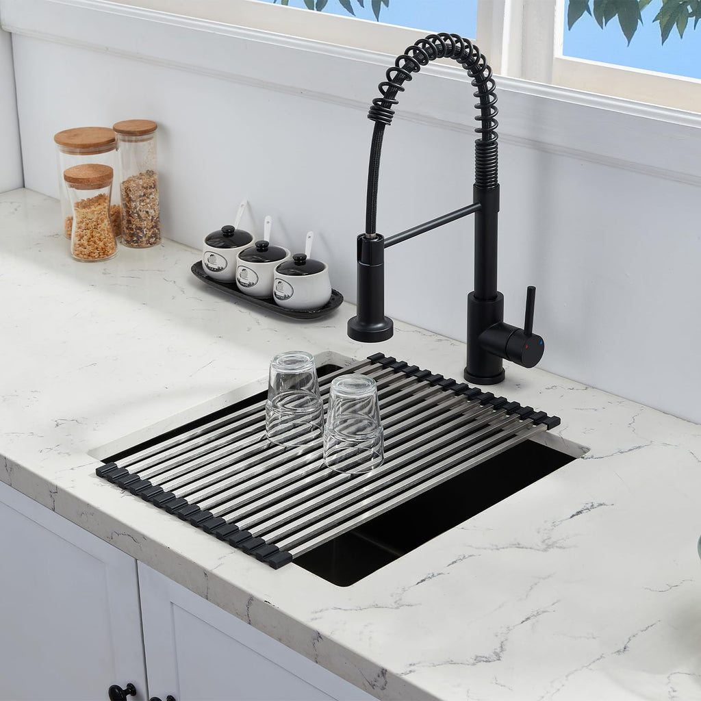 Undermount, 18 x 18 x 10 Inch Single Bowl Undermount Small Bar Sink 16 Gauge Stainless Steel Gunmetal Black