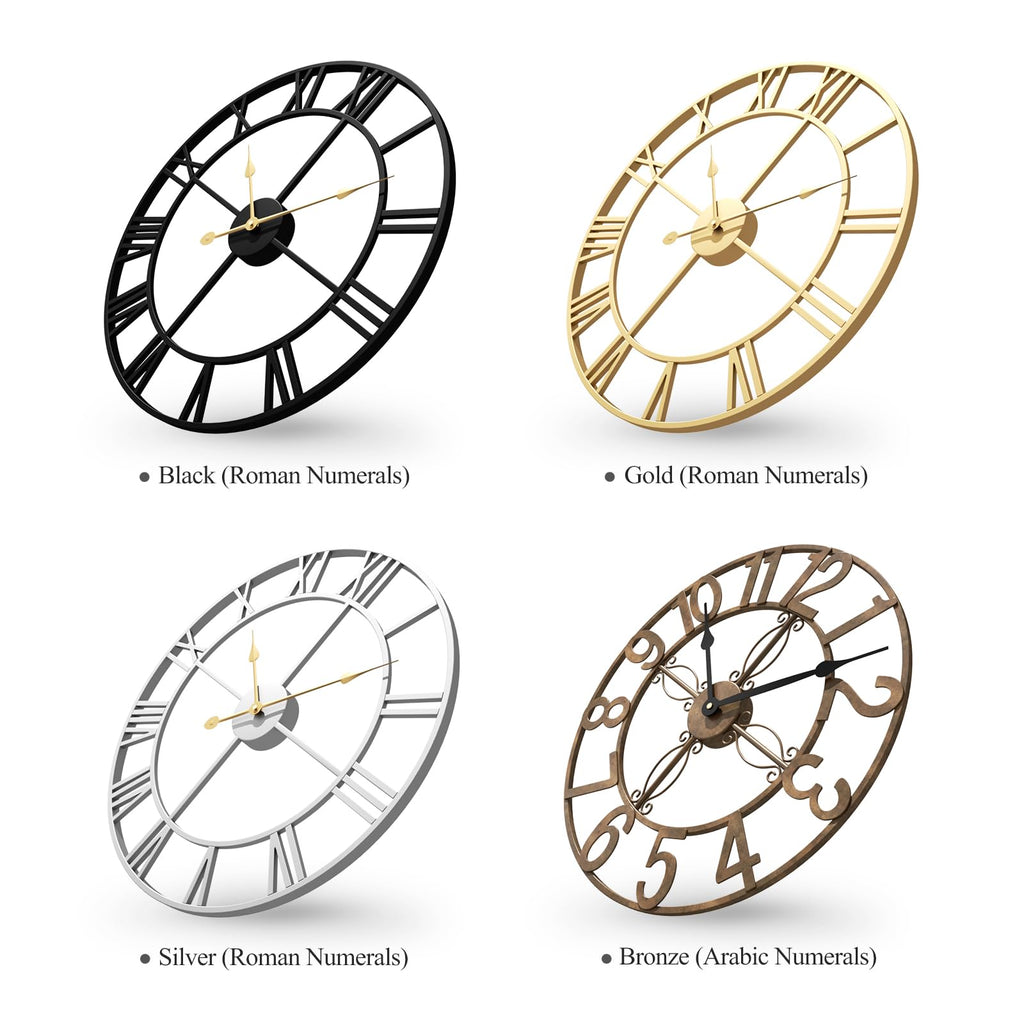 36 Inch Large Wall Clock Gold Decorative Clock Decor